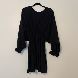 Black Trumpet Sleeve Mini Dress